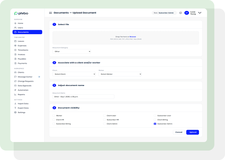 DocuVault - Upload Document Console